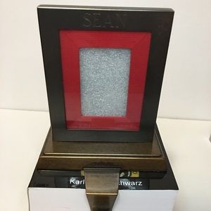 Pottery Barn Stocking Holder Picture Frame Bronze engraved “SEAN”.